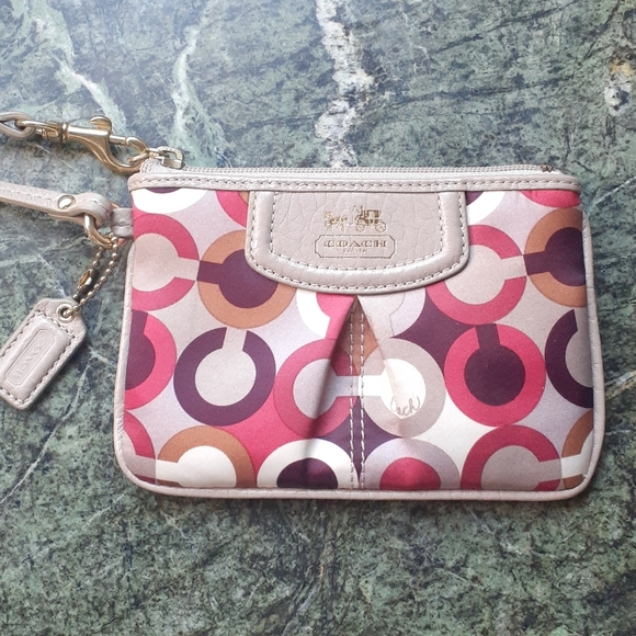 Coach Signature Patterned Leather Wristlet - Picture 3 of 7